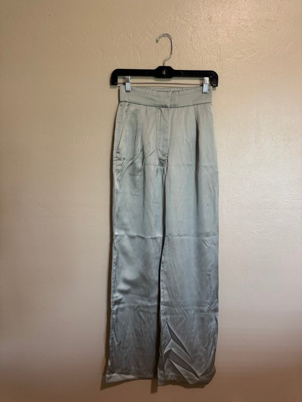 Abercrombie & Fitch Satin Wide Leg Trousers Silver Blue Size 24 00